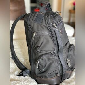 Tumi Alpha Backpack. Black with leather trim.